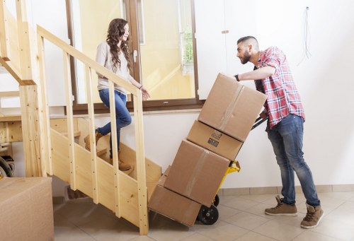Retail and office items organised for a commercial move in Beckenham